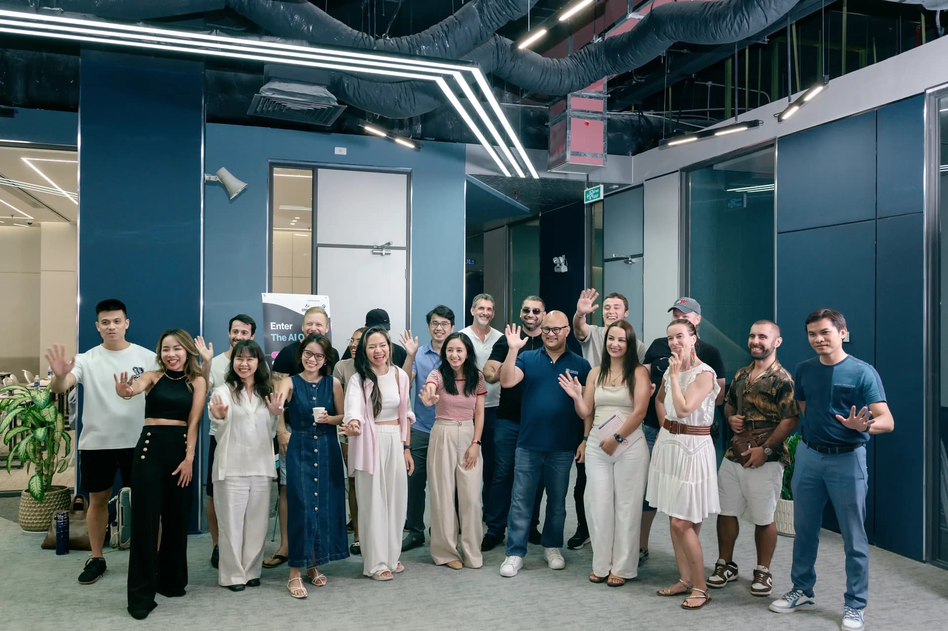 An AI Officer cohort together after a live build session.