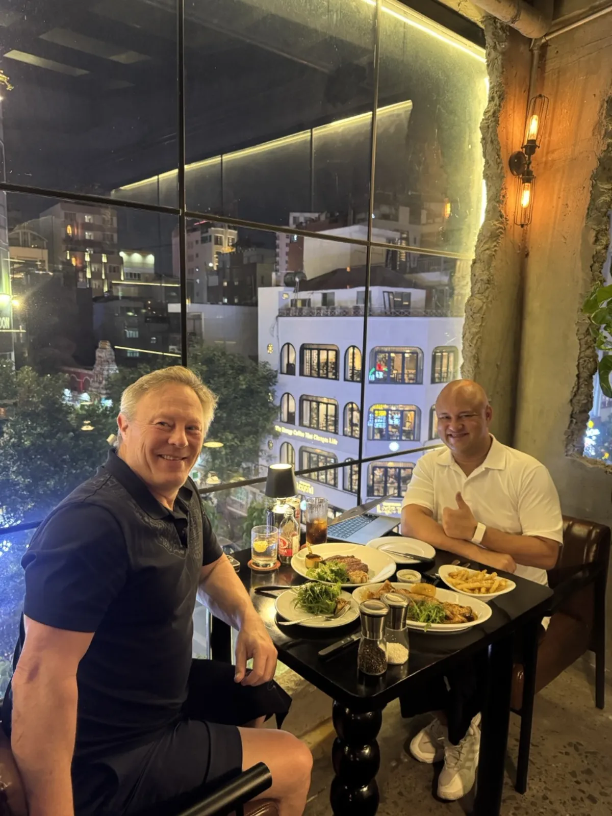 Cohort dinner with city views